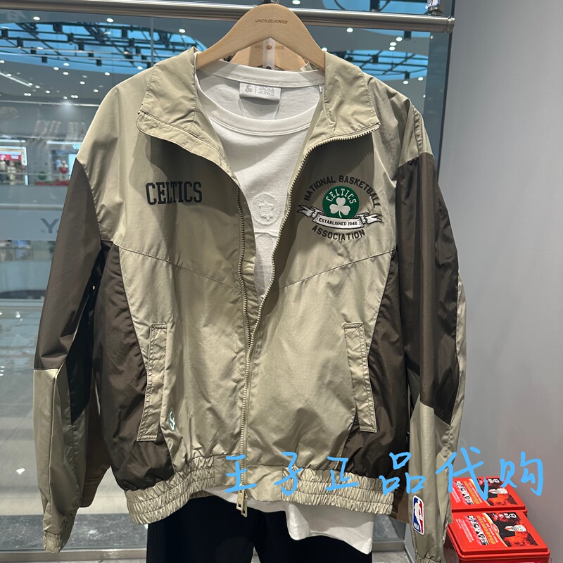 Jack Jones Stand-Up Collar Loose Fit Nba Collaboration Celtics Fashion Jacket 225321007