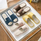 Весна и осенние льняные тапочки женский дом дом хлопок и льняные дома четвертый сезон тихий пол.