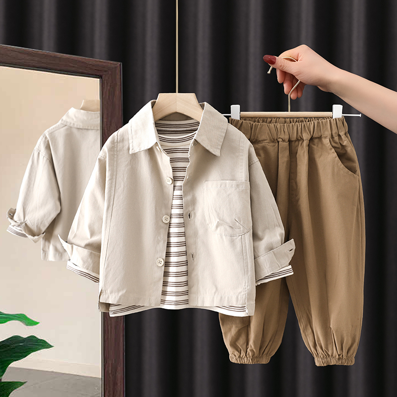 Boys' Autumn Jacket 2026 New Children's Suit Sportswear Korean Style Handsome Baby Boy Three-Piece Set Trendy Children's Clothing Boys' Autumn Jacket 2026 New Children's Suit Sportswear Korean Style Handsome Baby Boy Three-Piece Set Trendy Children's Clothing