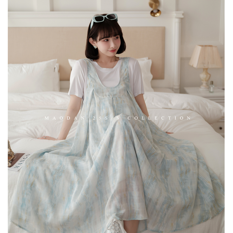 Cat Single [Aoi Mint] Nana's Pregnancy Outfit Summer Mint Mambo Tie-Dye Maternity Dress Set