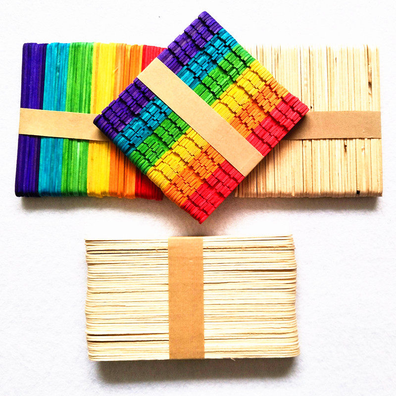 Color popsicle sticks ice cream sticks popsicle sticks wooden sticks for children handmade DIY materials kindergarten puzzle area materials