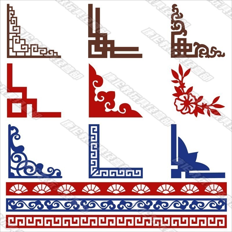 Kindergarten School Wall Decoration Creative Chinese Style Blue and White Window Lattice Border Three-Dimensional Blackboard Wall Stickers Decoration