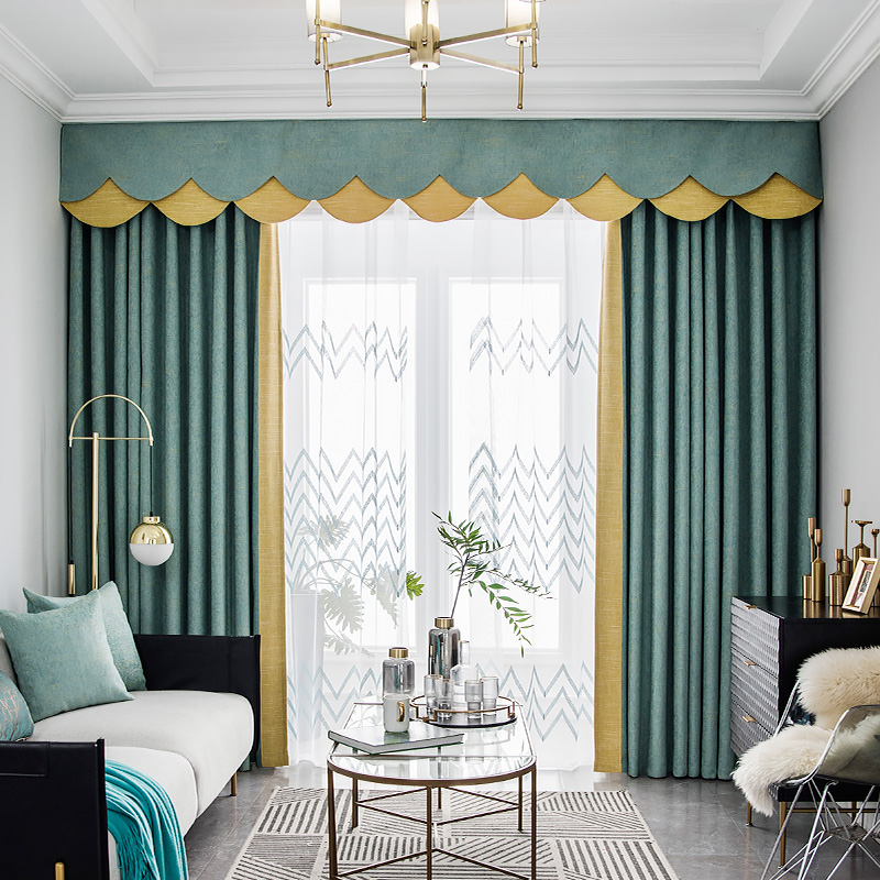 Pure color mosaic curtain blackout Nordic simple modern light luxury color matching living room bedroom 2019 new hook type cloth