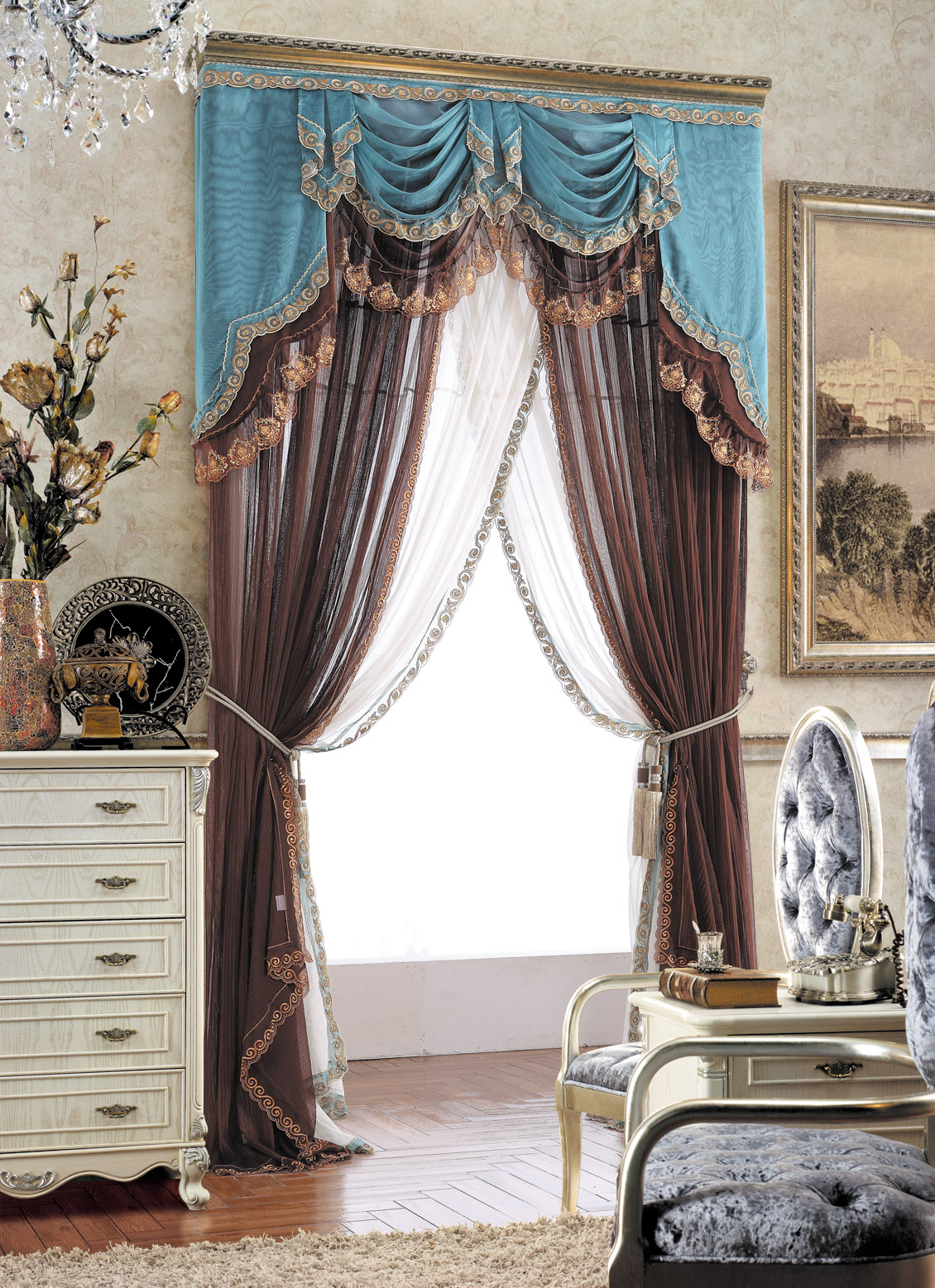 Huizhou curtain renderings design and production wallpaper soft package furniture overall soft decoration home decoration rendering performance