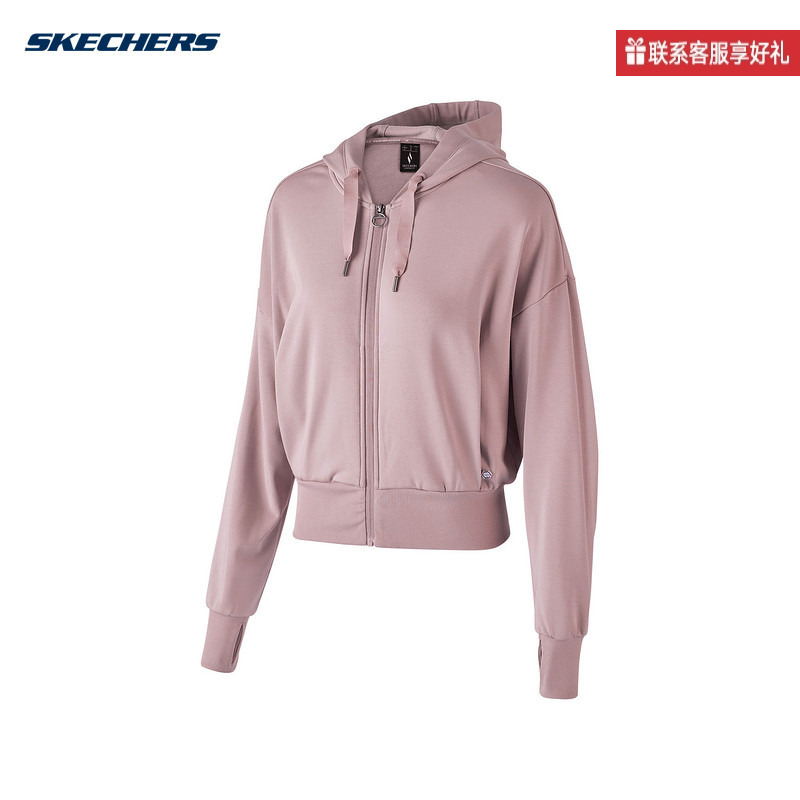 Skechers Women's Spring New Comfortable Sports Knitted Hooded Sweatshirt