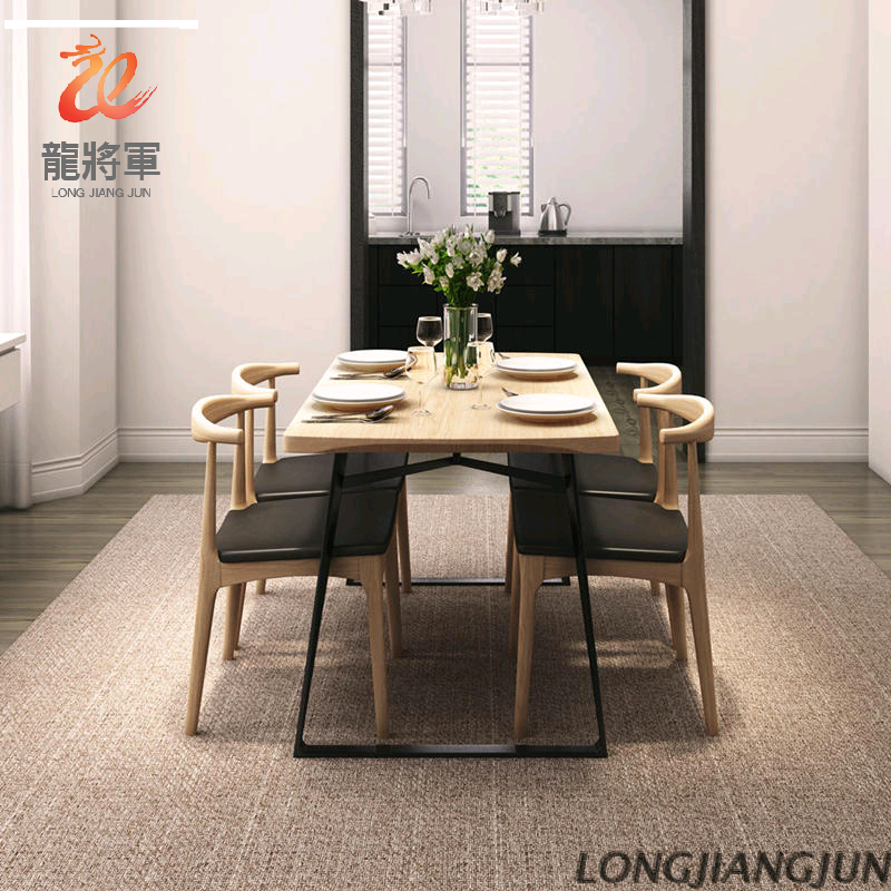 Nordic Viagra Iron Solid Wooden Table and Chair Combined Simple Modern Cafe Hotpot Store Table Rectangular Table