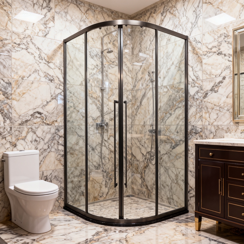 Stainless Steel Ultra-Narrow Shower Room with Dry and Wet Separation, Bathroom Partition, Bathroom Glass Sliding Door, Flat-Opening Shower Screen