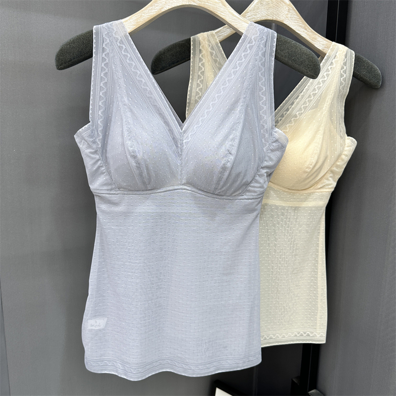 Japanese Silk Summer Beauty Back-Shaping Vest Bra Integrated Long Base Layer with Chest Pads, Waist-Slimming and Slimming Underwear