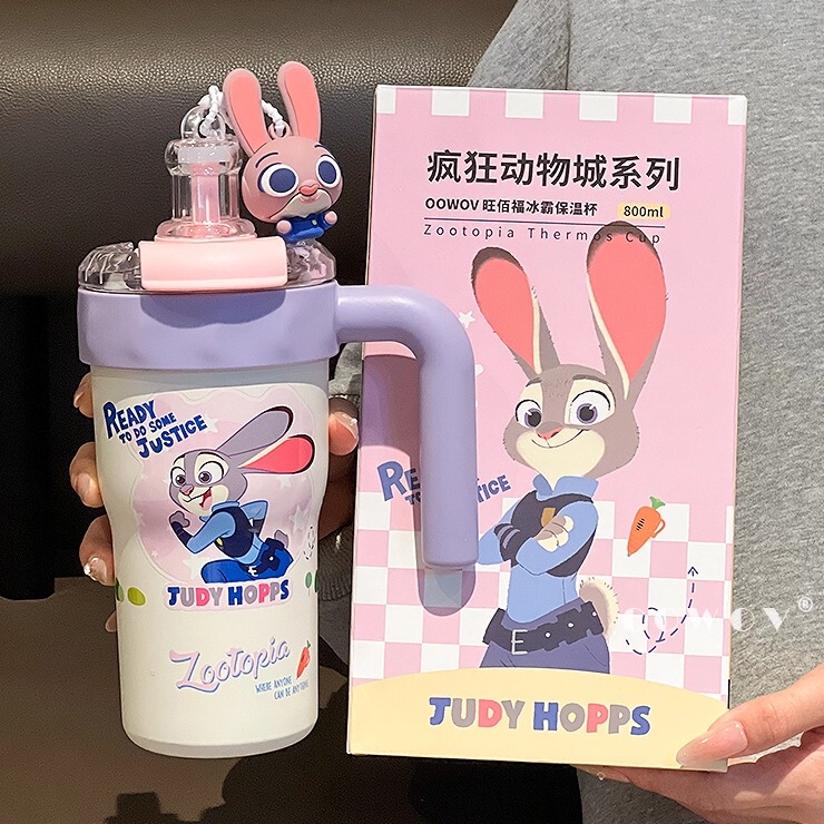 Zootopia Judy Insulated Water Bottle, Birthday Gift for Girls, High-Looking, Cool Summer Ice Cup, Large Capacity