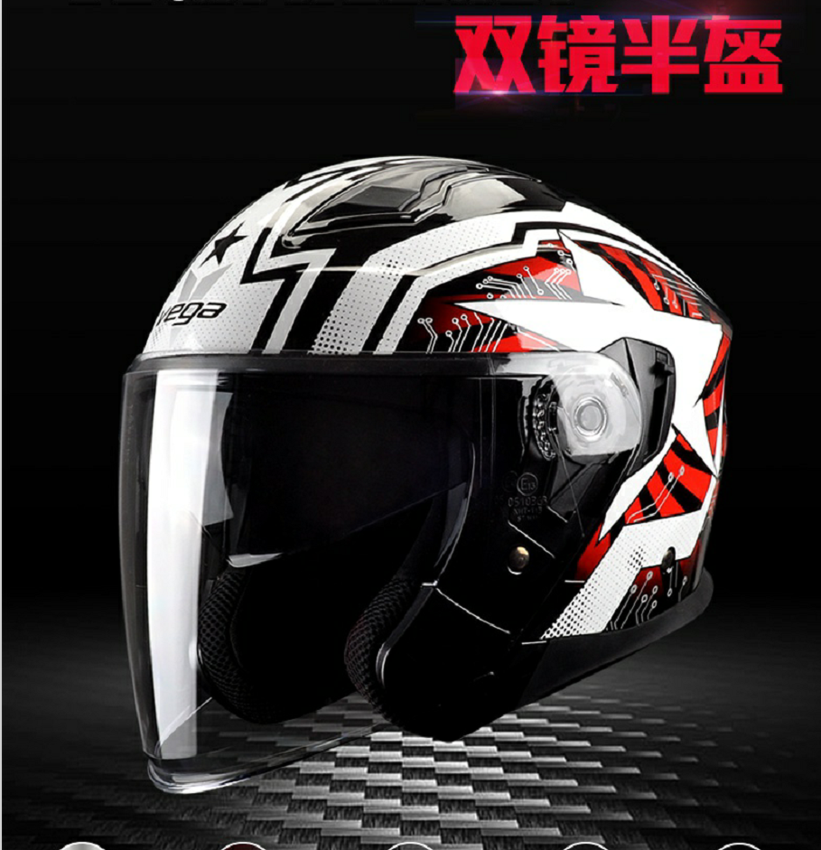 Spring Summer Style VEGA Imported Locomotive Safety Helmet Male And Female Double Lenses Racing Retro Motor Bike Ride Half Armor