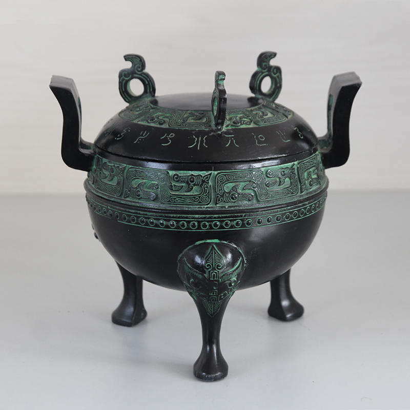 漢代 青銅器彫 銘文青銅双環耳圓瓶」青銅器 置物擺件 賞物 中国