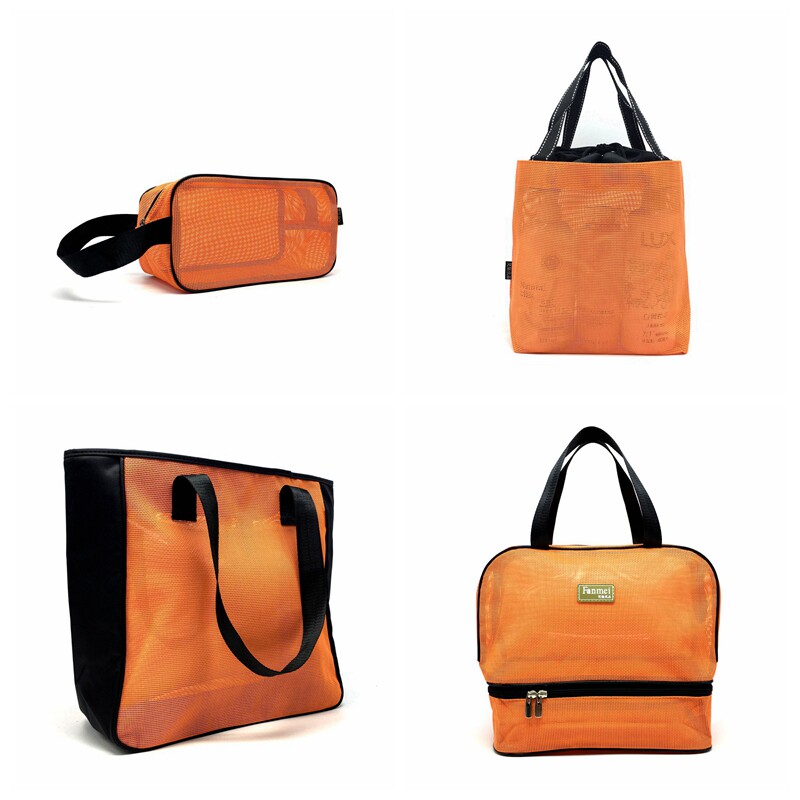 Grid bath bag breathable wash bag portable bath bag bath bag bathroom swimming fitness sports hot spring storage bag