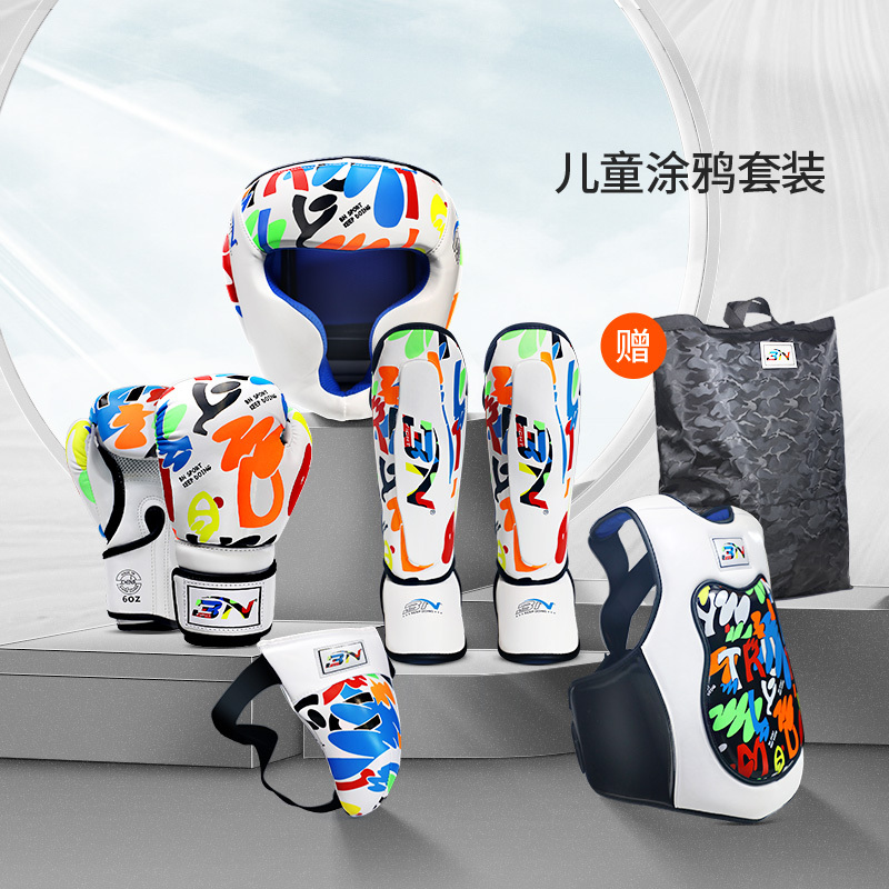 Bn Fight Sanda Protective Gear Complete Set of Children's Boxing Training Equipment Fighting Muay Thai Taekwondo Set Bn Fight Sanda Protective Gear Complete Set of Children's Boxing Training Equipment Fighting Muay Thai Taekwondo Set
