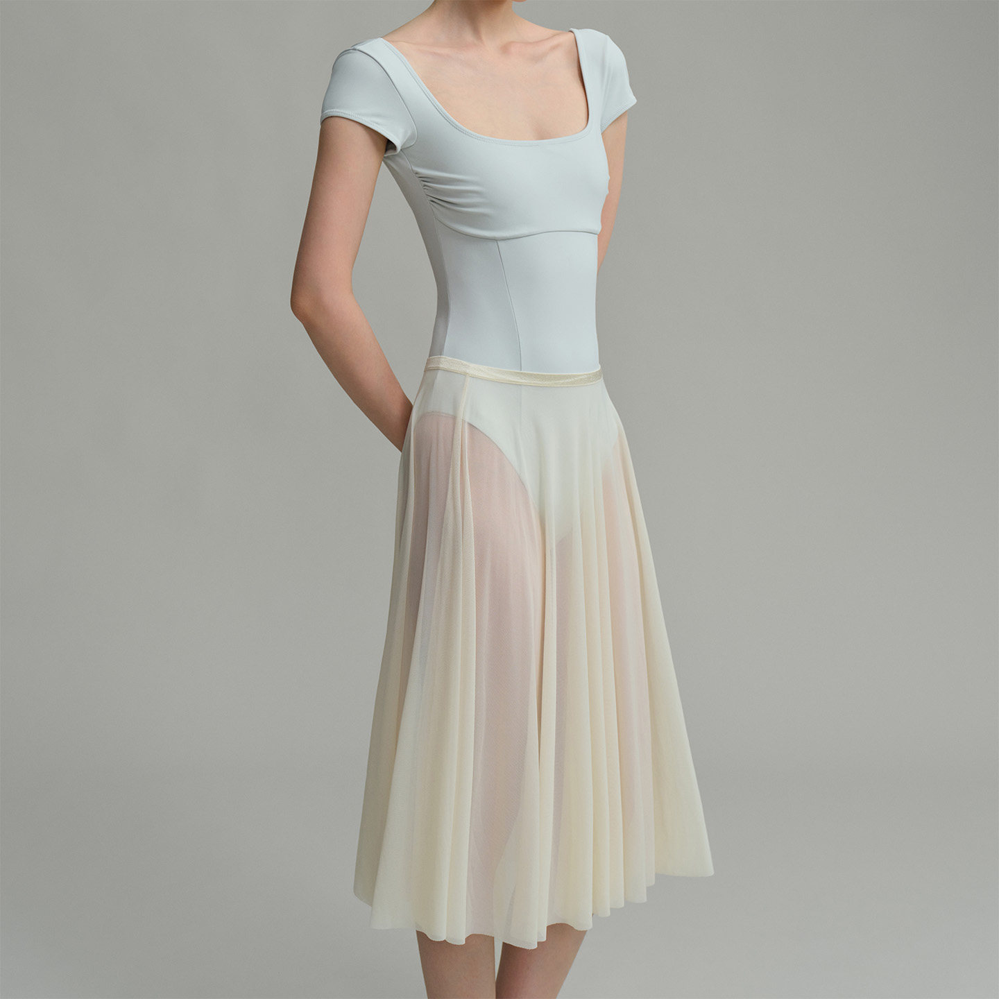 Qran Ballet Rehearsal Maxi Dress, Romantic Mesh Full Skirt Practice Dress