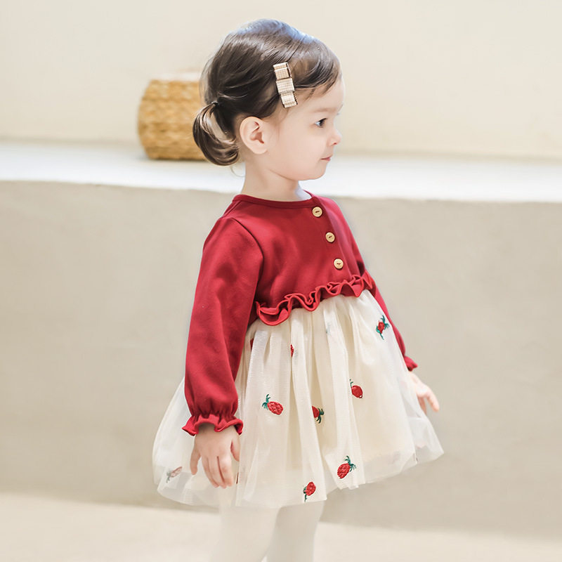 Uk next love children's clothing baby skirt 20 spring and autumn girls princess skirt long sleeve dress fluffy gauze skirt