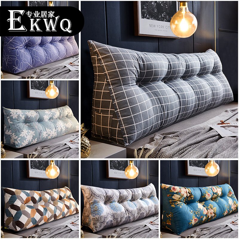 EKWQ bedside sofa long pillow bedside bedroom Nordic cushion soft bag triangle double backrest waist big backrest