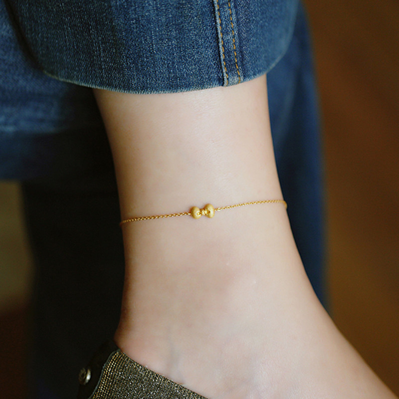 Original butterfly knot s925 pure silver plated 24K gold foot chain children with sexy online red Korean version of minimalist personality foot chain