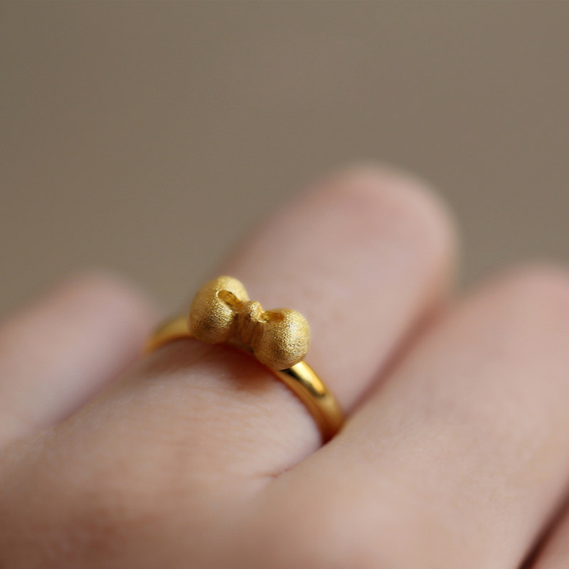 Silver Benjia s925 pure silver plated 24K thick gold ring female fashion personality light extravagant and small crowdDesign ring forefinger ring