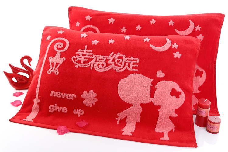Bông cotton màu đỏ gối khăn cưới gối khăn cưới đặc biệt dày tăng vài người lớn mô hình gối khăn cặp