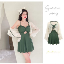 Swimsuit woman two pieces of lean conjunction sexy skirt pants gathered with open back pure color swimwear fairy Van Van vacation