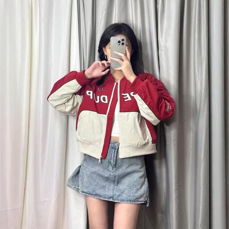 American Style National Trend ins High Street Baseball Jacket for Women, Short Design for Petite Figures, Stylish Windbreaker Racing Jacket