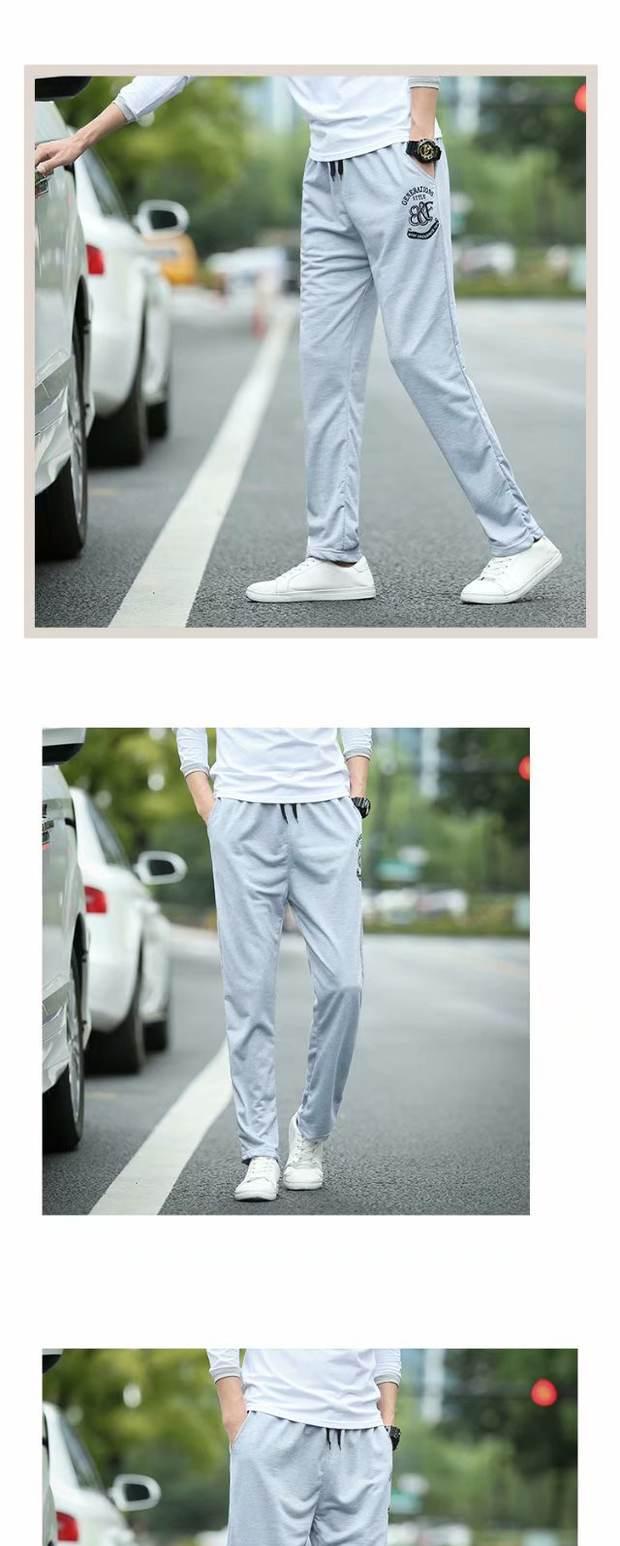 Hồng Kông phong cách chín quần nam giản dị 9 quần mùa hè mỏng phần sọc rộng chân thể thao hip hop quần thẳng thủy triều quần sịp