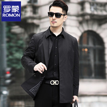 Romon high-end casual men's lapel jacket, middle-aged business solid color short windbreaker, spring new men's coat