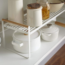 Kitchen tiered shelf Countertop desktop seasoning storage cabinet Inner compartment divider plate plate double pot shelf