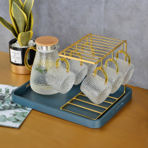 Nordic light luxury glass ins wind belt handle living room home hammer water cup cup tea cup set