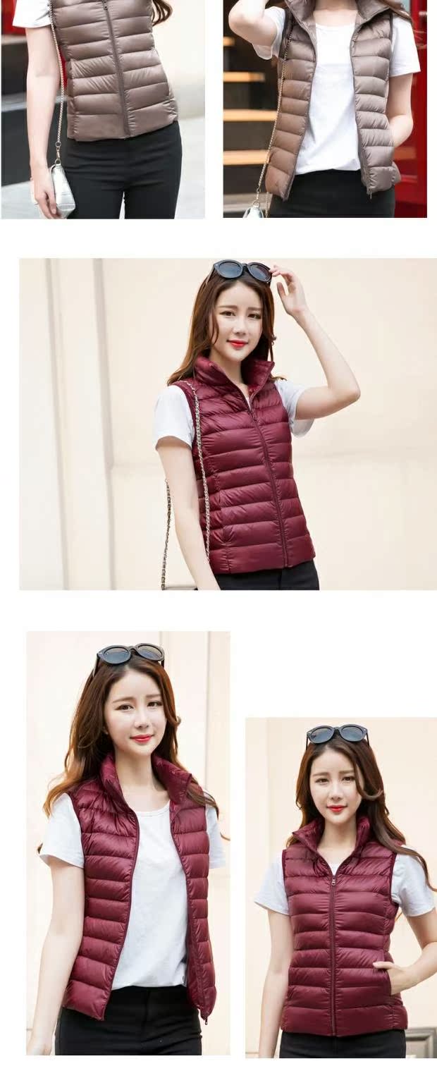 2018 quần áo mùa đông mới xuống áo khoác nữ vest phụ huynh-trẻ em mẫu nhẹ đôi cổ áo đứng cổ áo vest cỡ lớn thủy triều mẫu áo dạ ngắn đẹp 2021