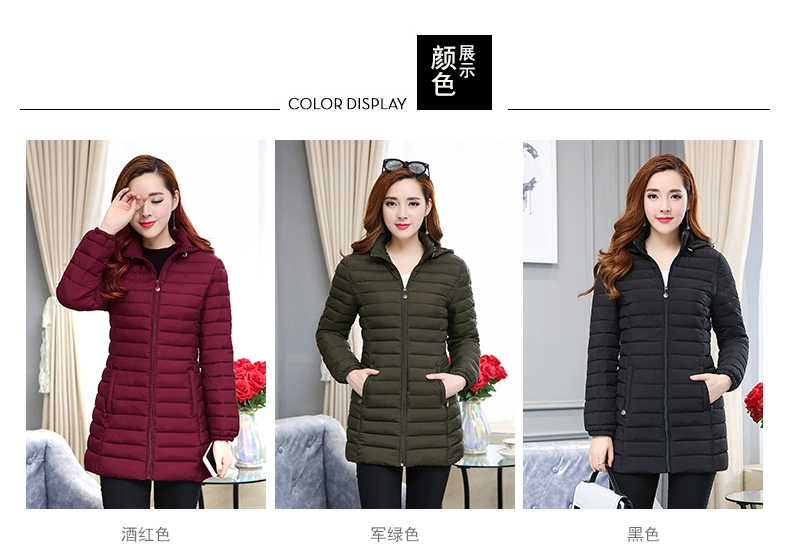 Áo chống mưa phiên bản Hàn Quốc của phụ nữ có đệm mỏng, áo khoác cotton dài cho nữ