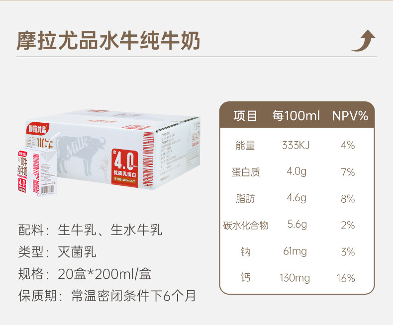 安享好物 安享B级纯奶-摩拉尤品纯牛奶 国标 