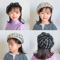 Korean childrens small fragrant Beret Girl pumpkin hat tide children fashion star star painter newspaper hat autumn and winter