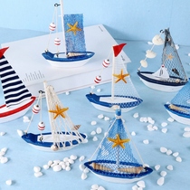 Mediterranean Mini Sailing Model Swing Piece One Sails to do the old small wooden boat Home Creative Desktop Pendulum Decoration