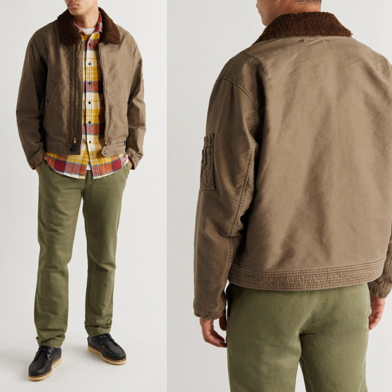 Okonkwo Jungle Cloth Jacket Sherpa High-Pile Fur Collar Wool Flight Jacket Coat