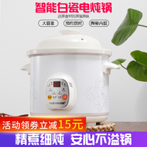 Ceramic automatic electric cooker white porcelain porridge pot soup electric casserole household mini stew cup baby porridge artifact