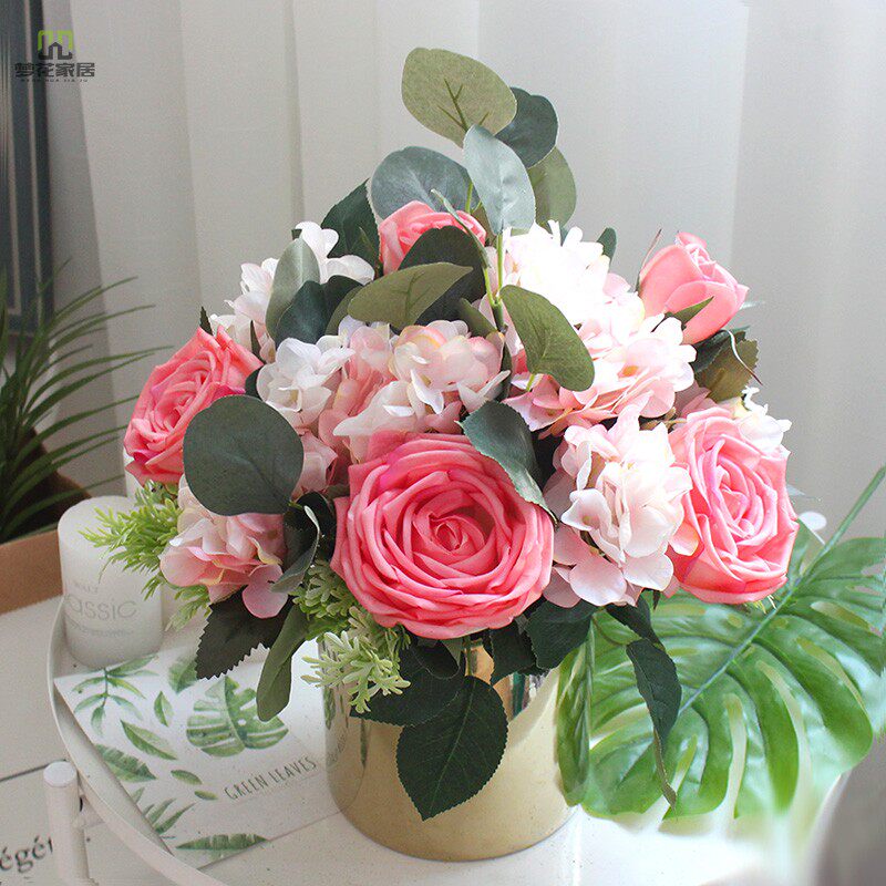 Light Extravaganza Floral Flower Arrangement Art Moisturizing Hand Rose Emulation Embroidered Ball Suit Decorated Living-room Swing Table Door Hall