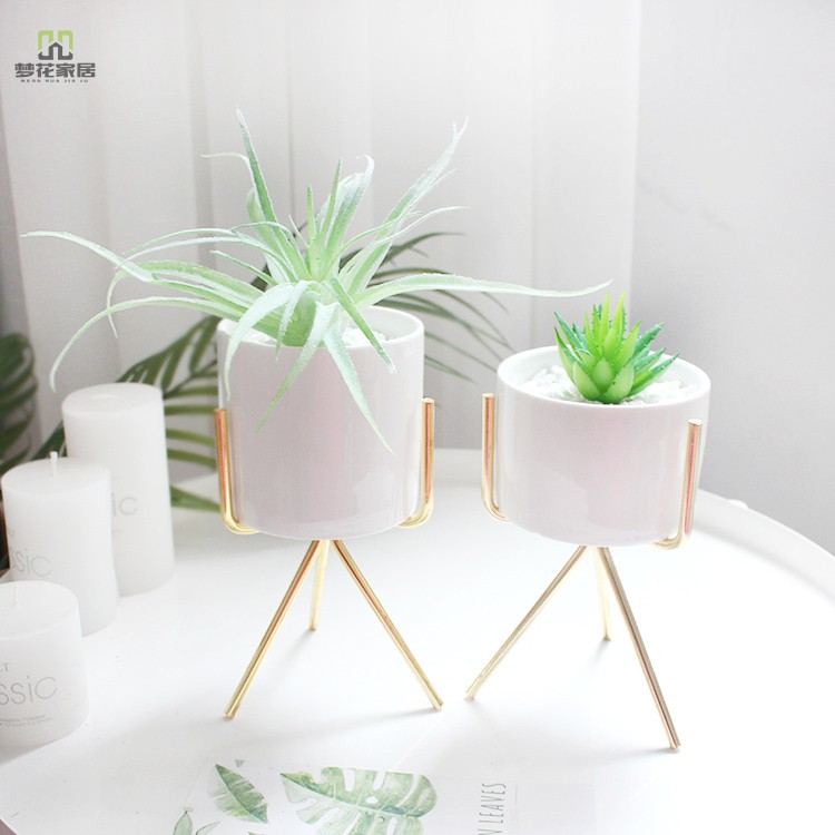 INS minimal flower pot iron vase vase ceramic hydroponic green plant set with multi-flesh plant decoration small swing