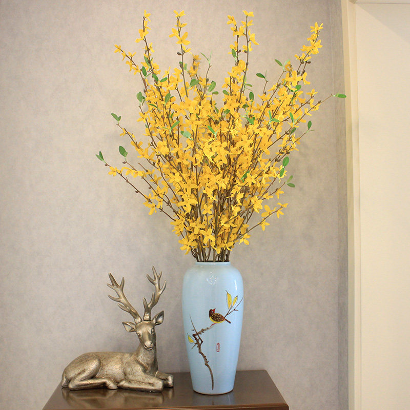 Jingdezhen Vase Ceramic Pendulum Decorated Living Room Flower Arrangement Home Fake Flowers Welcome Spring Flower Suit Creative Decoration Brief Living Room