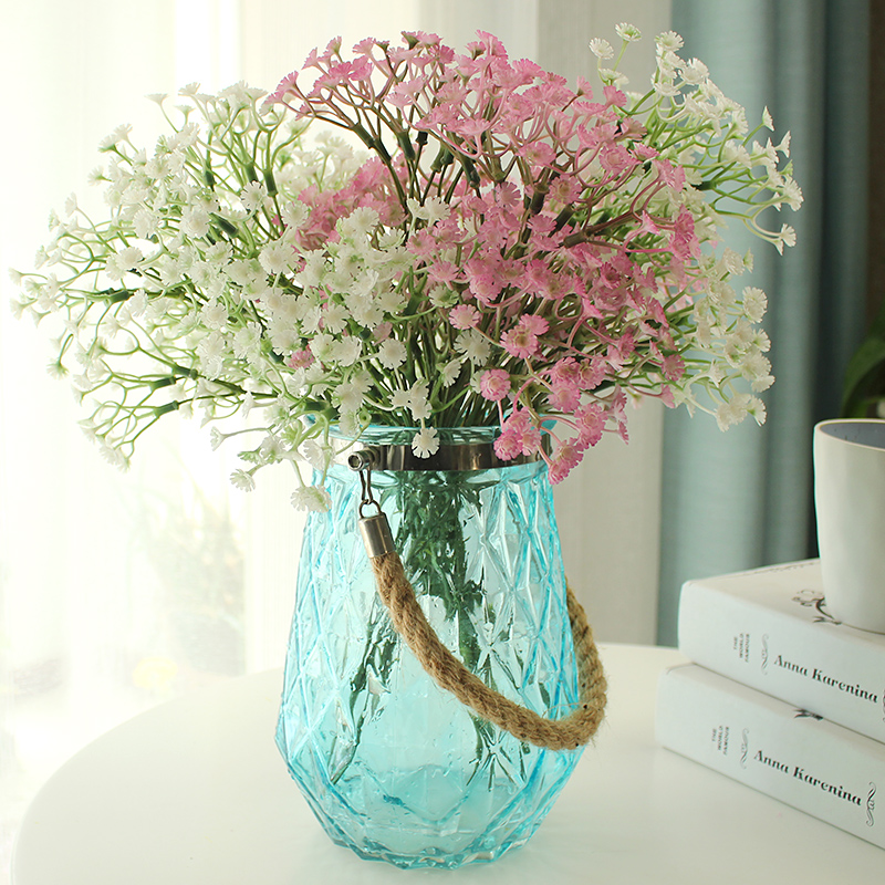 American emulated flower fake floral silk rose embroidered ball flower glass bottle suit Living room office Home Swing Decoration