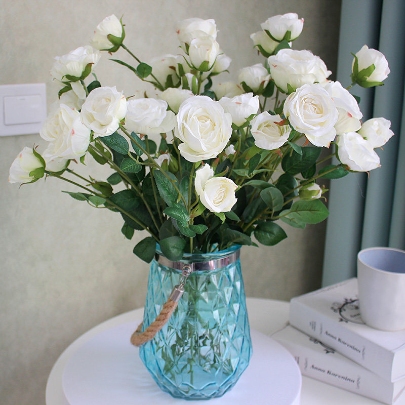 Transparent Glass American Vases Dried Flowers Simulation Flowers Living Room Fake Flower Pendulum Pieces Rose Silk Flower Suit Floral