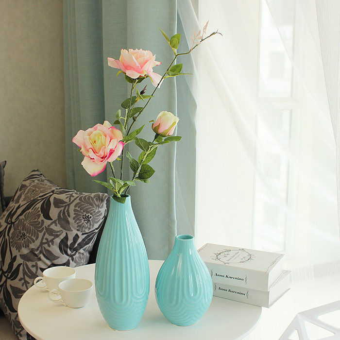 Countryside American vase Two sets Ceramic Floral Flower Arrangement Rose Emulation Flower Decoration Living Room New Room Furnishing table