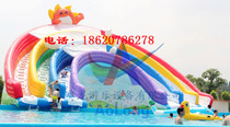 Inflatable rainbow slide large combination water park mobile bracket pool inflatable slide water rush off