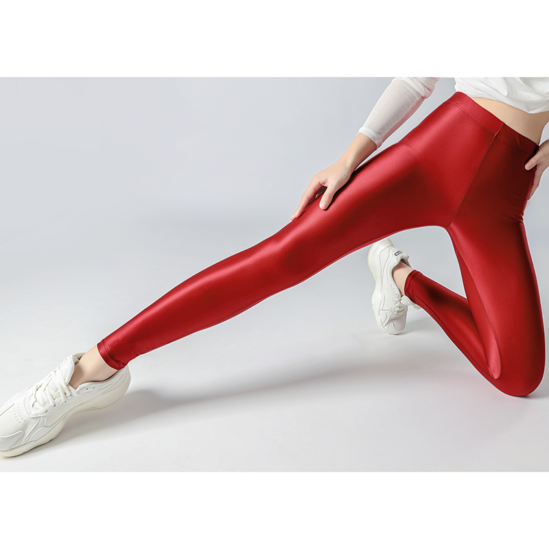 Yoga pants outerwear women's slim elastic high waist hip lift autumn thin magic nine-point glossy sports underwear