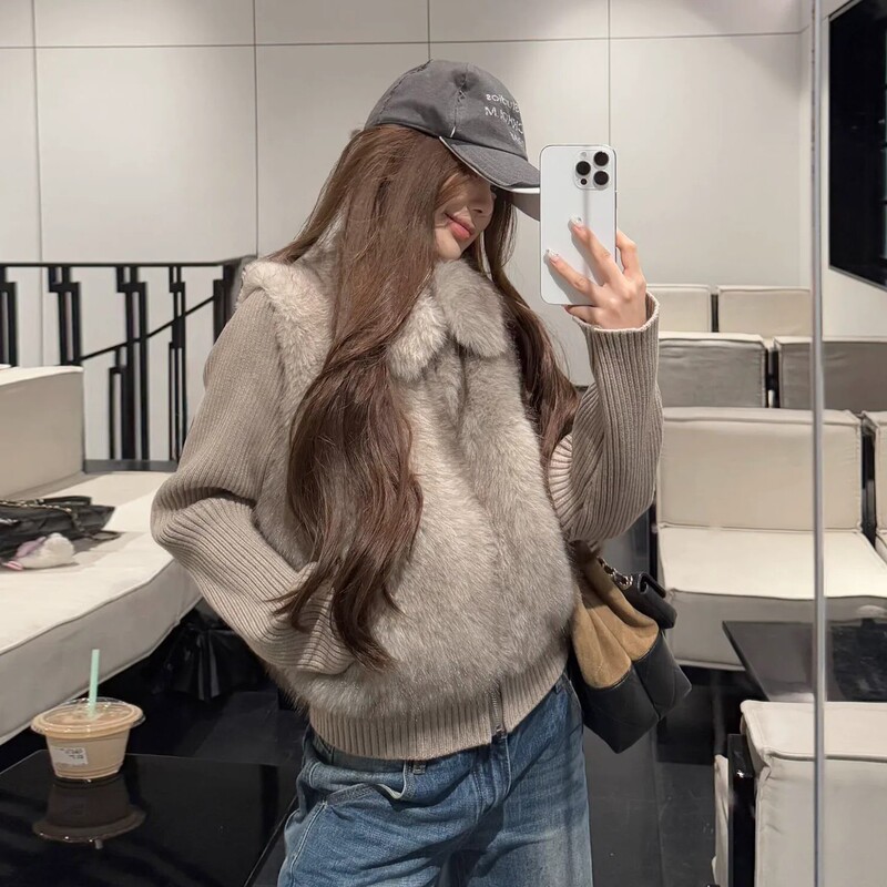 Women's Cotton Jacket 2026 Winter New Style Eco-Friendly Faux Fur Coat for Petite Sizes with Detachable Knitted Sleeves and Vest Women's Cotton Jacket 2026 Winter New Style Eco-Friendly Faux Fur Coat for Petite Sizes with Detachable Knitted Sleeves and Vest