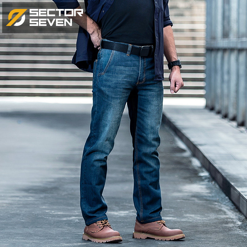 District 7 Element tactical denim trousers spring and autumn men's business fashion outdoor leisure commuter denim overalls