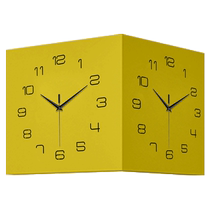 Pure color corner clock clock hanging bell sitting room modern minimalist table hanging wall corner painting ins wind restaurant painting clock painting