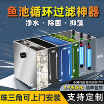 Fish pond filter water circulation system outdoor water purification device outdoor courtyard koi fish pond stainless steel filter box