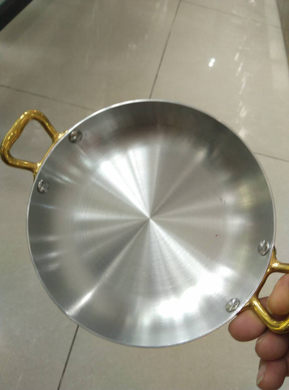 Export stainless steel three-layer copper double-eared gilded frying pan Copper frying basin hammer-printed copper frying pan juice frying pan Western steak