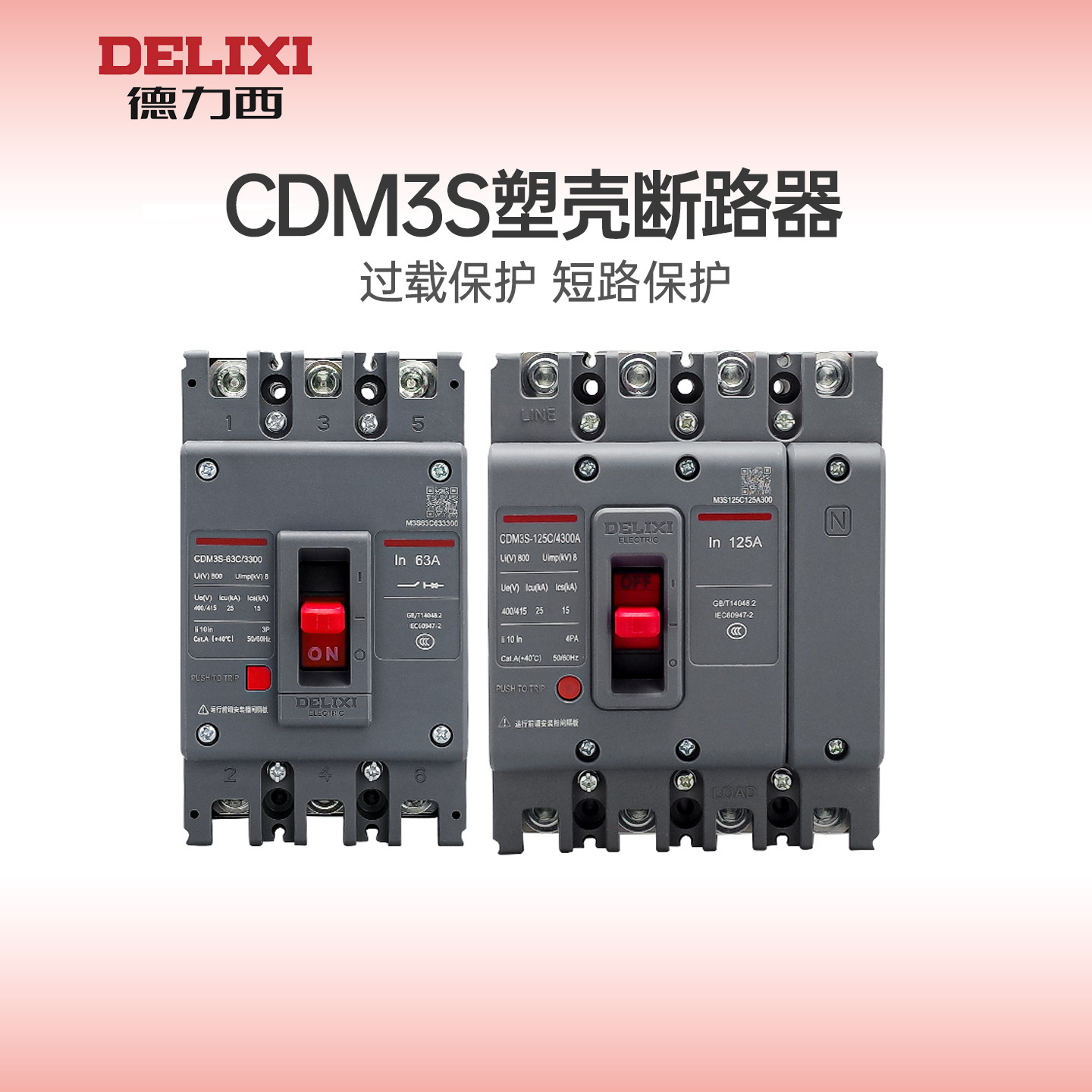 Delixi Molded Case Circuit Breaker Cdm3S Air Switch 2P/3P/4P/63A/125A/160A/250A